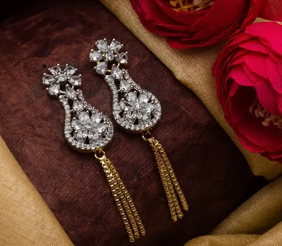 Exotic American Diamond Alloy Tassel Earrings