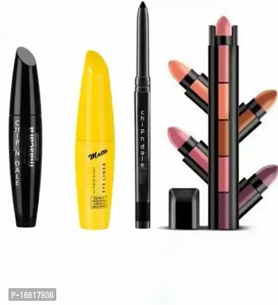 Chip N Dale 2In1 Eyeliner Mascara Kajal And 5In1 Nude Lipstick 4 Items In The Set