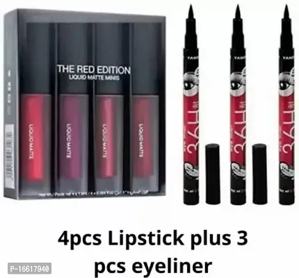 Chip N Dale Waterproof Eyeliners3Pc Liquid Lipsticks Long Lasting 7 Items In The Set