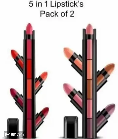 Chip N Dale Fabulous Combo Of 2 Matte Shades 5 In 1 Lipstick With Moisturizing Benefits Red Nude Edition Multicolor 25 G-thumb0