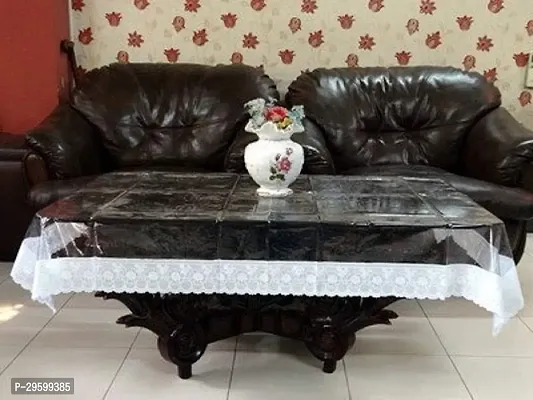 2-4 Seater Waterproof Transparent PVC Table Cover; Anti Slip 40x60 Inches with Silver Border