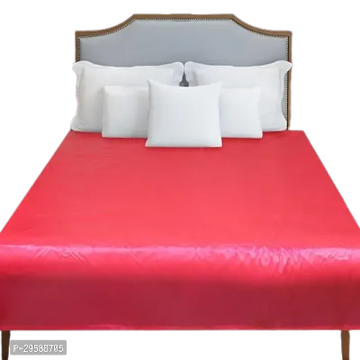 Modern Polyester Solid Waterproof Double Bedsheet(Maroon, 6.5 ft x 6 ft Or 72 Inch x 78 Inch) 113-thumb0