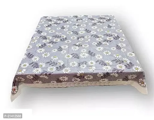 Premium Quality Table Cover Medium Size 2 To 4 Seater (40 Inch X 60 Inch) 3D Self Design Printed Table Cover (Plastic) L.Blue Flower