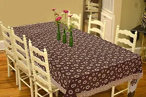 Premium Quality Table Cover Medium Size 2 To 4 Seater (40 Inch X 60 Inch) 3D Self Design Printed Table Cover (Plastic) Brown Flower-thumb1