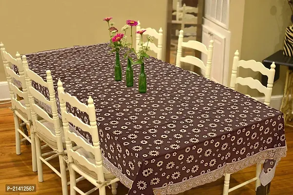 Premium Quality Table Cover Medium Size 2 To 4 Seater (40 Inch X 60 Inch) 3D Self Design Printed Table Cover (Plastic) Brown Flower-thumb2