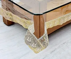 Premium Quality 6-8 Seater Waterproff Transparent Pvc Table Cover Anti Slip Plastic Cover 60 X 90 Inches With Gold Lace-thumb1
