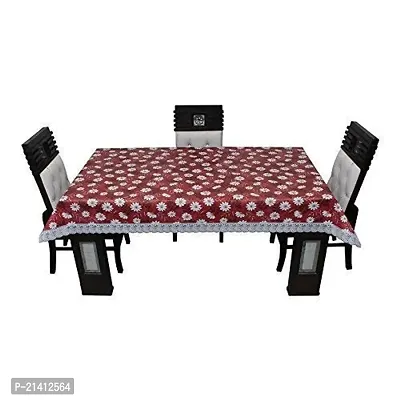 Premium Quality Table Cover Medium Size 2 To 4 Seater (40 Inch X 60 Inch) 3D Self Design Printed Table Cover (Plastic) Red Flower-thumb2