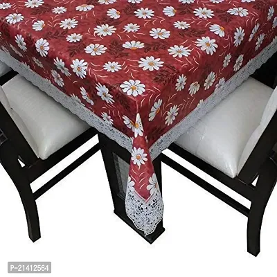 Premium Quality Table Cover Medium Size 2 To 4 Seater (40 Inch X 60 Inch) 3D Self Design Printed Table Cover (Plastic) Red Flower-thumb3