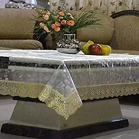 Premium Quality Rectangular Thick 4 To 6 Seater Waterproof 3D Dining Table Cover, Size-40X60 With Gold Border-thumb2