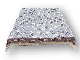 Premium Quality Table Cover Medium Size 2 To 4 Seater (40 Inch X 60 Inch) 3D Self Design Printed Table Cover (Plastic) L.Blue Flower-thumb1