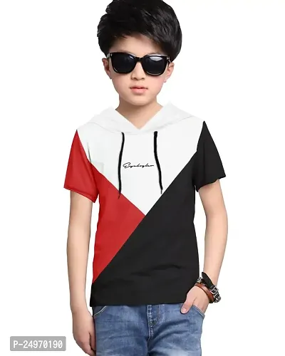 EYEBOGLER Boy's Trendy Round Neck Half Sleeves Regular FIT Colorblocked T-Shirt