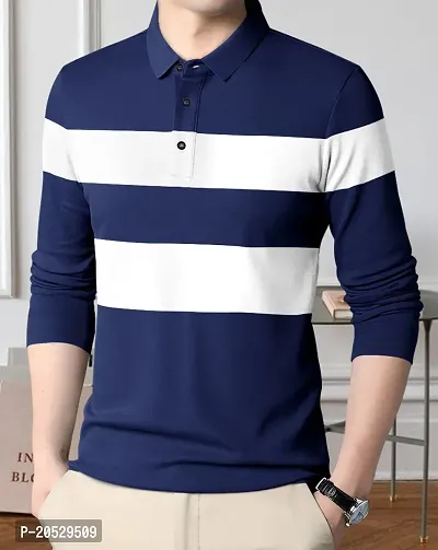 EYEBOGLER Mens Polo Neck Full Sleeve Printed Tshirt