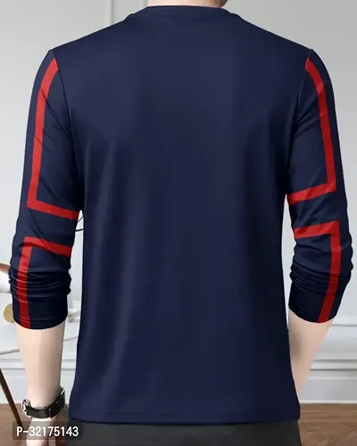 Reliable Navy Blue Cotton Blend Colourblocked T-Shirt For Men-thumb2