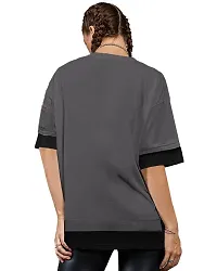 EYEBOGLER Women's Trendy Round Neck Half Sleeves Loose Fit Solid T-Shirt-thumb1