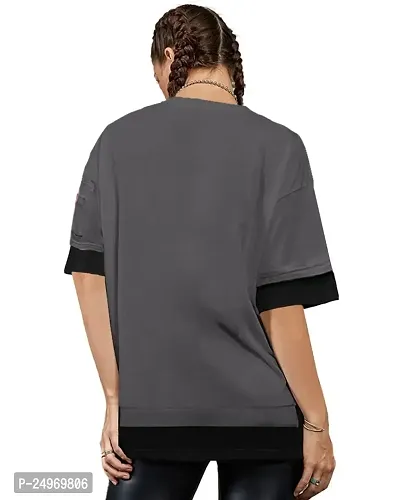 EYEBOGLER Women's Trendy Round Neck Half Sleeves Loose Fit Solid T-Shirt-thumb2