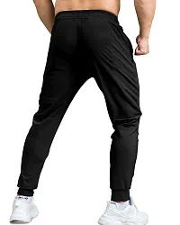 Stylish Black Polyester Solid Track Pants For Men-thumb2