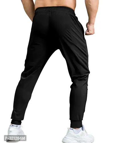 Stylish Black Polyester Solid Track Pants For Men-thumb3