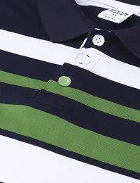 Stylish Cotton Multicoloured Striped Polos T-shirt For Men-thumb2