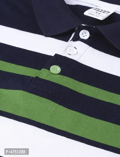 Stylish Cotton Multicoloured Striped Polos T-shirt For Men-thumb3