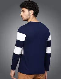 Stylish Cotton Multicoloured Striped Round Neck T-shirt For Men-thumb1