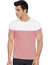 Trendy White Colourblocked Cotton Round Neck T-Shirt For Men-thumb2