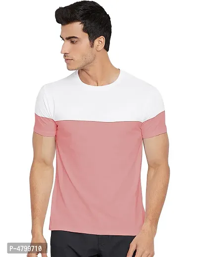 Trendy White Colourblocked Cotton Round Neck T-Shirt For Men-thumb3
