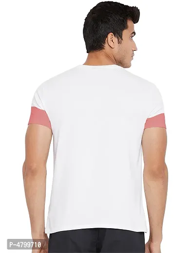Trendy White Colourblocked Cotton Round Neck T-Shirt For Men-thumb4