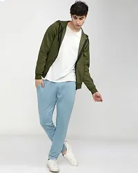 Stylish Olive Fleece Front-open Hoodies For Men-thumb1