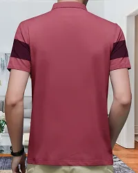 Reliable Pink Polycotton Colourblocked Polo T-Shirt For Men-thumb1