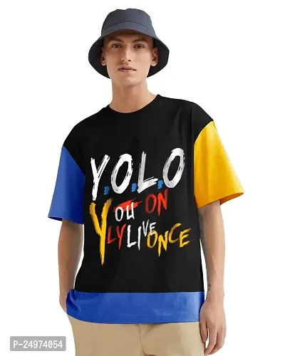 EYEBOGLER Mens Loose Fit Half Sleeves Round Neck Printed T-Shirt