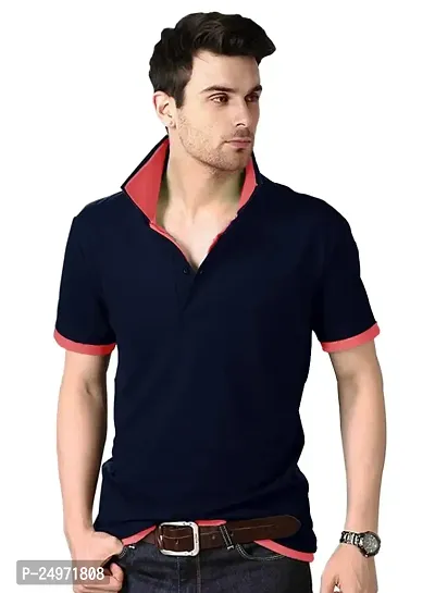 EYEBOGLER Men's Polo Neck Half Sleeves Solid Regular Fit T-Shirt