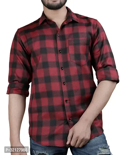 Reliable Maroon Viscose Checked Long Sleeves Casual Shirt For Men-thumb2