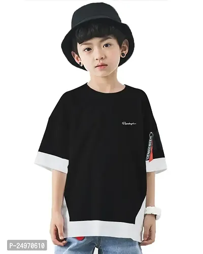 EYEBOGLER Boy's Trendy Round Neck Half Sleeves Loose FIT Solid T-Shirt