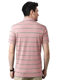EYEBOGLER Mens Half Sleeves Regular Fit Polo Neck Striped T-Shirt-thumb1