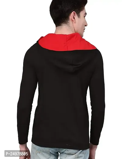 EYEBOGLER Mens Regular Fit Cotton Tshirt Black-Red-thumb2