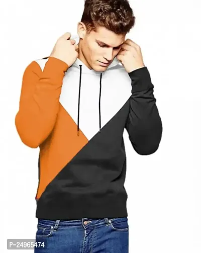 EYEBOGLER Men's Trendy Full Sleeves Hooded Neck Colourblocked T-Shirt-thumb0