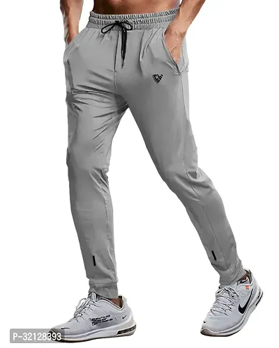 Stylish Grey Polyester Solid Track Pants For Men-thumb2