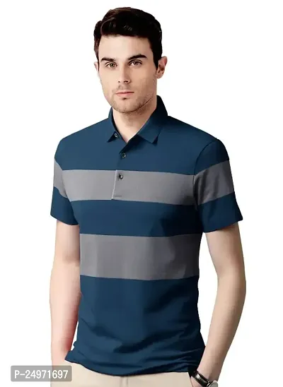 EYEBOGLER Mens Colorblocked Polo T-Shirt