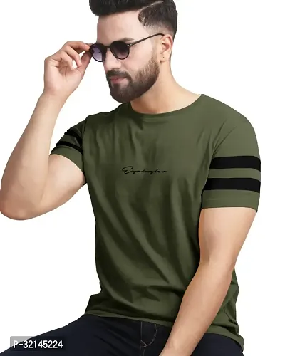 Reliable Green Polycotton Self Pattern T-Shirt For Men