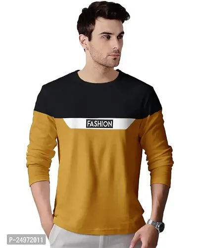 EYEBOGLER Men's Round Neck Regular Fit Colorblocked Full Sleeves T-Shirt
