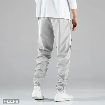 Stylish Grey Polyester Solid Track Pants For Men-thumb3