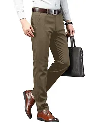 Stylish Coffee Polyester Solid Formal Pant For Men-thumb2