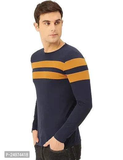 EYEBOGLER Mens Round Neck Full Sleeves Regular Fit Striped T-Shirt-thumb3