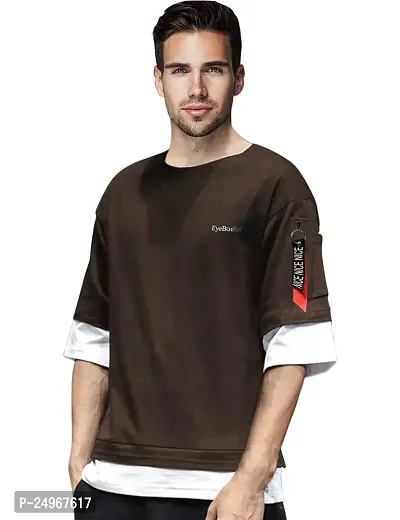 EYEBOGLER Men's Trendy Round Neck Full Sleeves Solid T-Shirt-thumb0