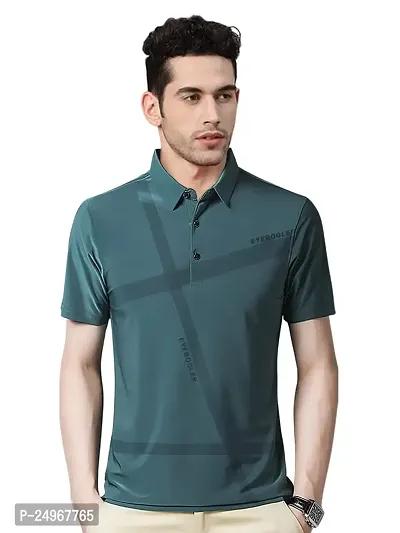 EYEBOGLER Men's Trendy Polo Neck Half Sleeves Printed T-Shirt