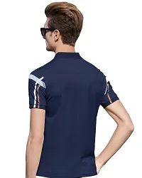 EYEBOGLER Men's Trendy Polo Neck Half Sleeves Regular Fit Checkered T-Shirt-thumb1