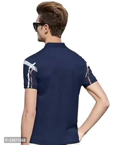 EYEBOGLER Men's Trendy Polo Neck Half Sleeves Regular Fit Checkered T-Shirt-thumb2