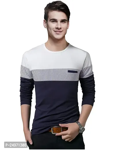 EYEBOGLER Men's Trendy Round Neck Full Sleeves Printed T-Shirt
