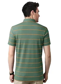 EYEBOGLER Mens Half Sleeves Regular Fit Polo Neck Striped T-Shirt-thumb1