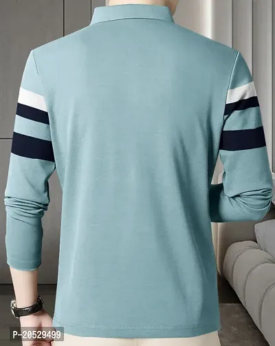 EYEBOGLER Mens Regular Fit Cotton Blend Polo Neck Full Sleeve Printed Tshirt-thumb3